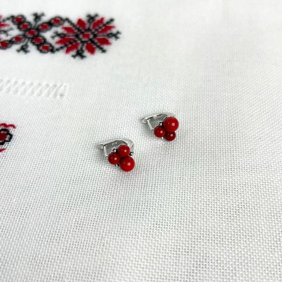 Срібні сережки з коралом