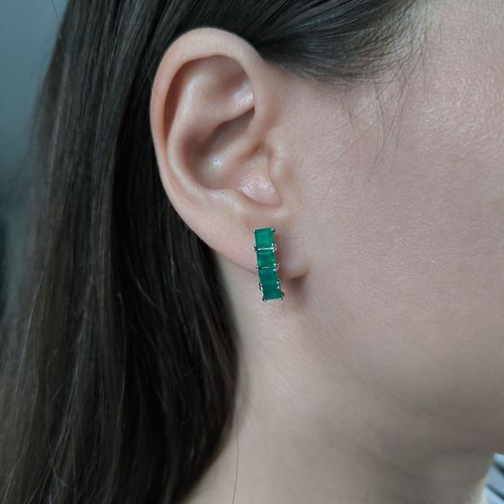 Серебряные серьги с агатом 2.608ct