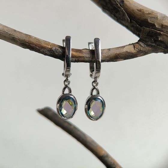 Срібні сережки з містик топазом 1.65ct