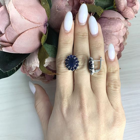 Срібні сережки з сапфіром 11,277 карата