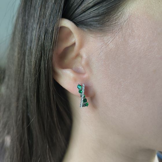 Срібні сережки зі смарагдом nano 1.152ct