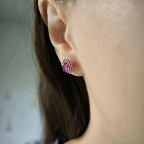 Срібні сережки з рубіном 2.662ct