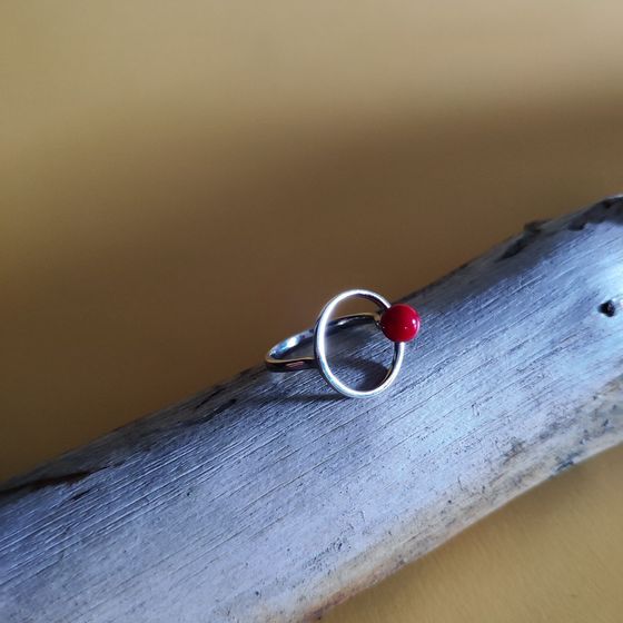 Silver ring with coral