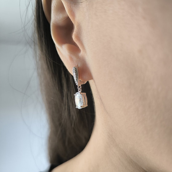 Silver earrings with cubic zirconia