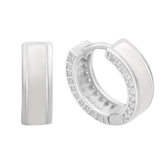 Серебряные серьги с фианитами, емаллю