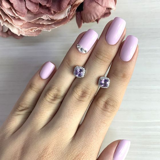 Срібні сережки з аметистом 1.52ct