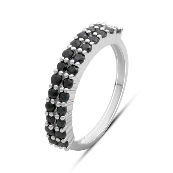 Silver ring with a sapphire