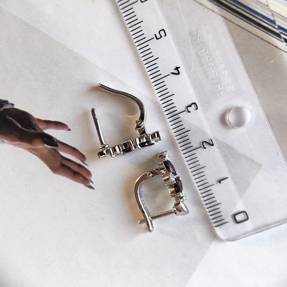 Срібні сережки з гранатом 1.908ct