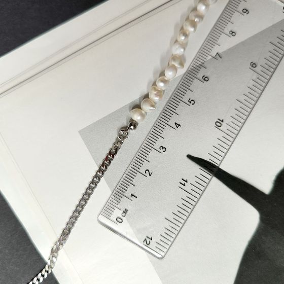 Silver bracelet with baroque pearls