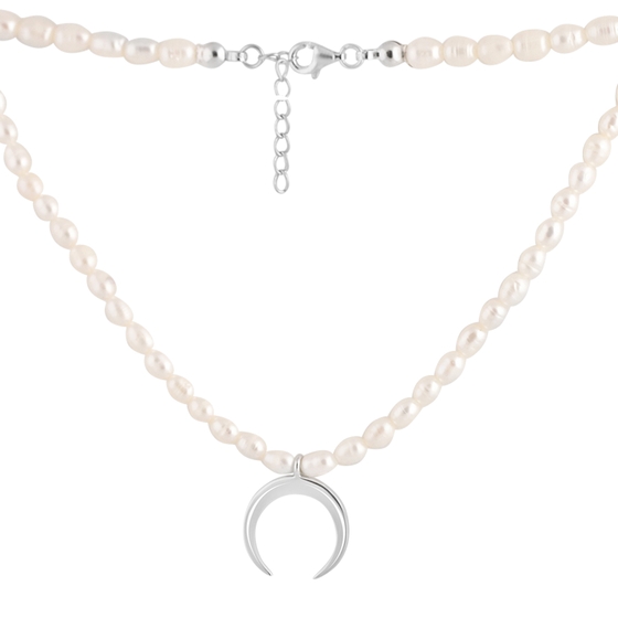 Silver necklace with baroque pearls