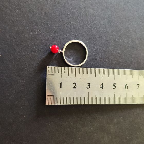 Silver ring with coral