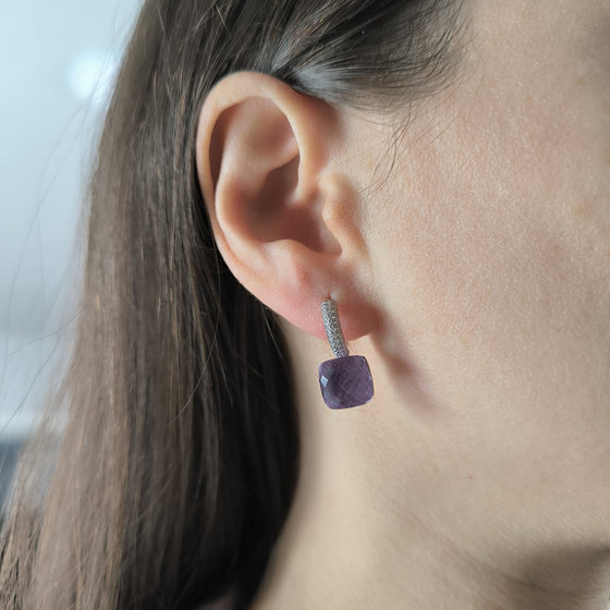 Silver earrings with Phianites