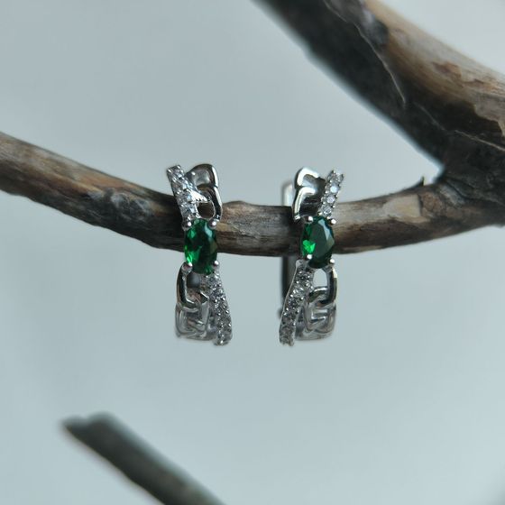 Срібні сережки зі смарагдом nano 0.638ct
