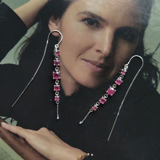 Срібні сережки з рубіном 3.58ct