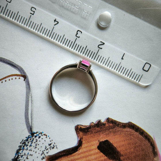 Silver ring with a 0.519-carat ruby and cubic zirconia