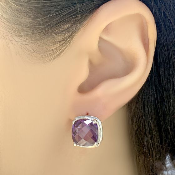 Серебряные серьги с александритом