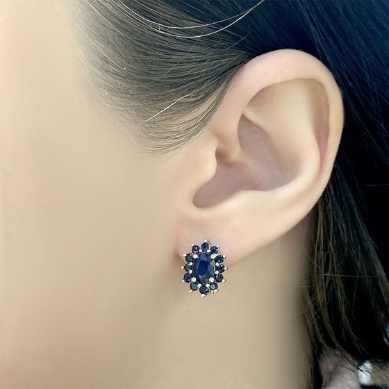 Срібні сережки з сапфіром 3,278 карата