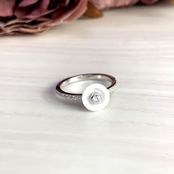Silver ring with , ceramic