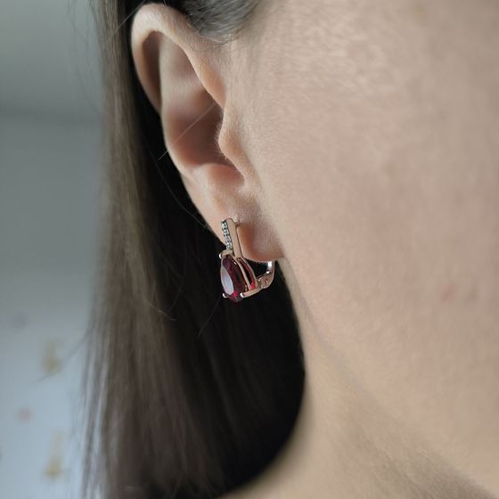 Серебряные серьги с гранатом nano