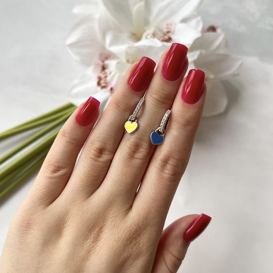 Срібні сережки з емаллю, фіанітами