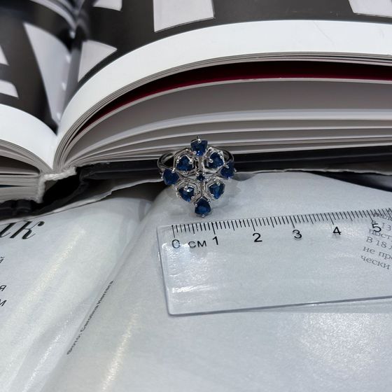 Silver ring with sapphire nano 1.578ct