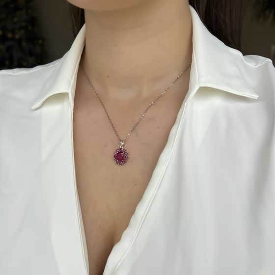 Срібна підвіска з рубіном 5,388 карата