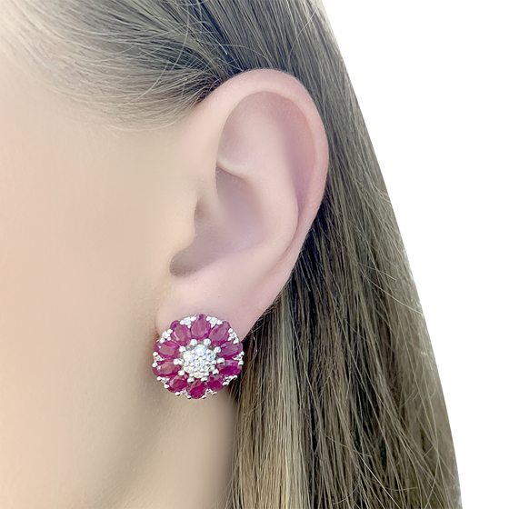 Срібні сережки з рубіном 8.732ct
