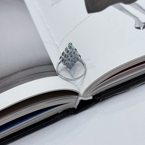 Silver ring with nano 2.435ct sapphire