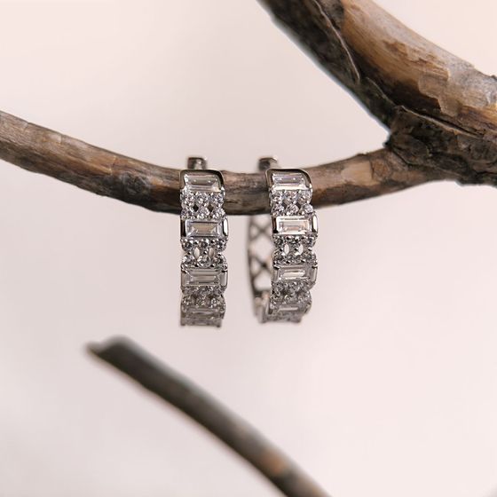 Silver Earrings with Fianites