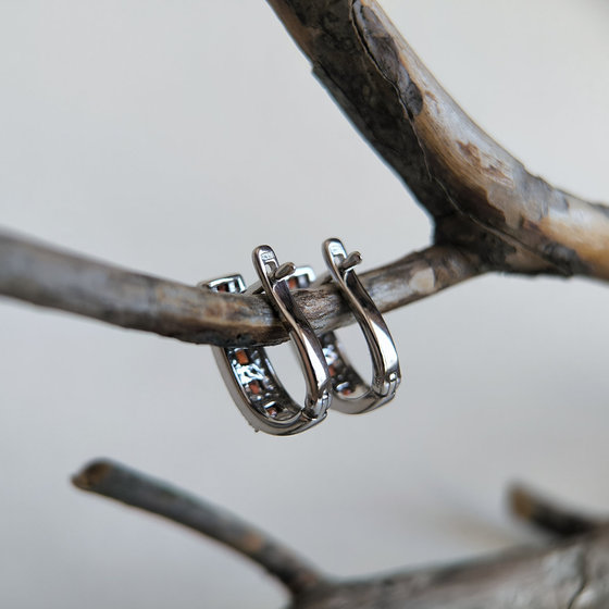 Срібні сережки з гранатом 1.455ct