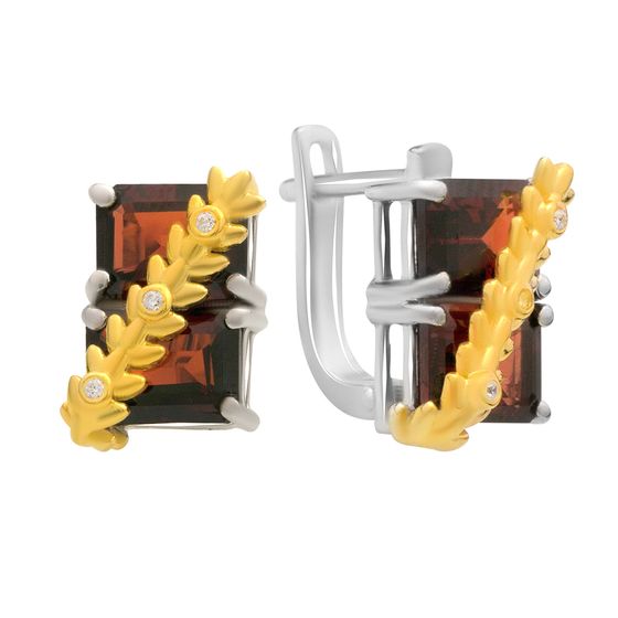 Срібні сережки з гранатом 8.27ct