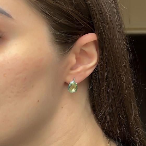 Silver earrings with a 5.8-carat mystic topaz