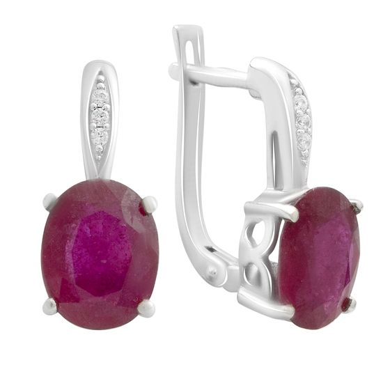 Серебряные серьги с рубином 7.007ct