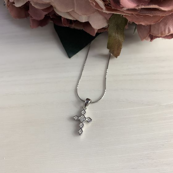 Silver cross with phianites