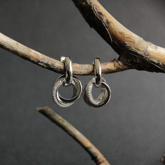 Срібні сережки з фіанітами