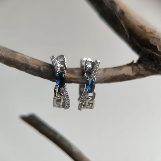 Срібні сережки з сапфіром nano 0.638ct