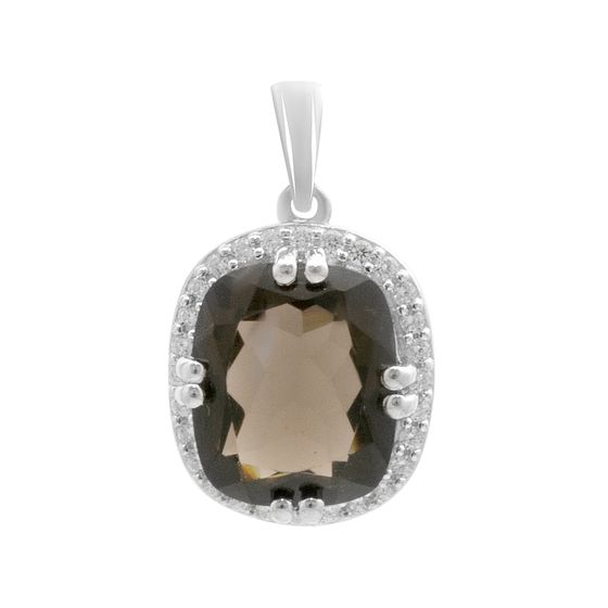 Серебряная подвеска с раухтопазом (дымчатым кварцем) 5.095ct, фианитами