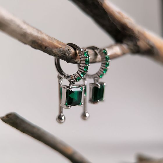 Срібні сережки зі смарагдом nano 2,295 карата