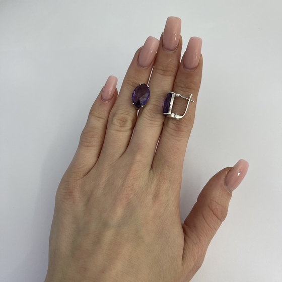 Срібні сережки з олександритом 13.945ct