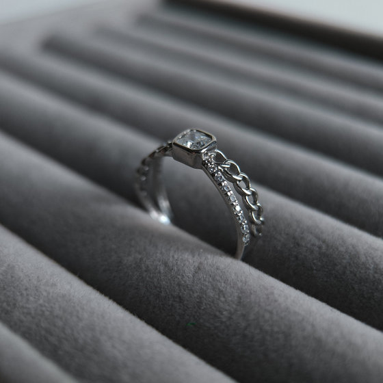 Silver ring with cubic zirconia