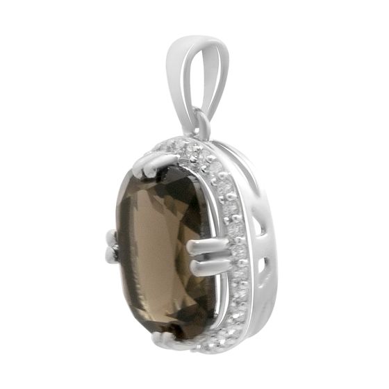 Серебряная подвеска с раухтопазом (дымчатым кварцем) 5.095ct, фианитами