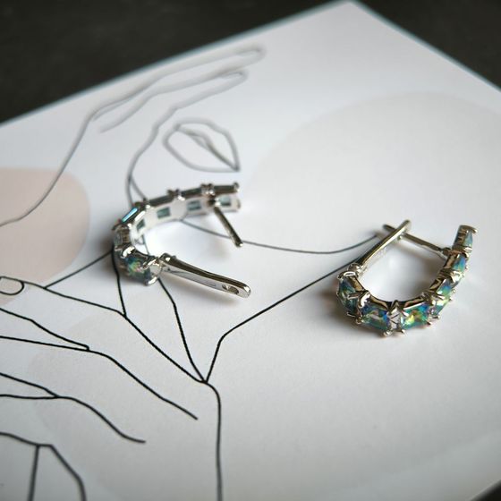 Серебряные серьги с мистик топазом 3.017ct