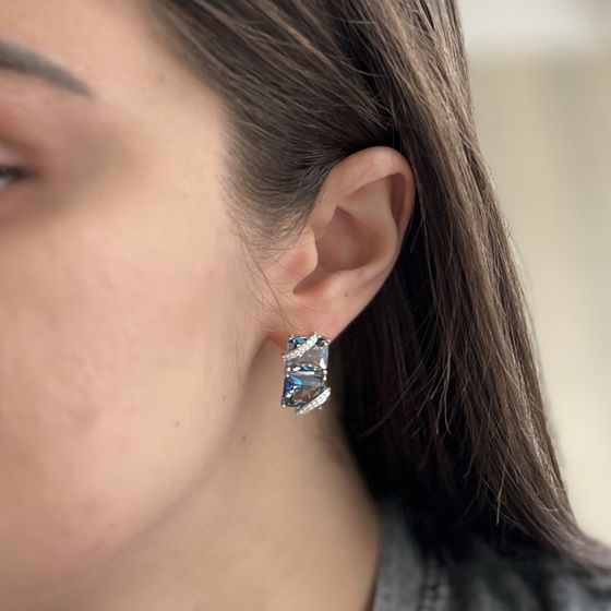 Срібні сережки з містик топазом 21.949ct