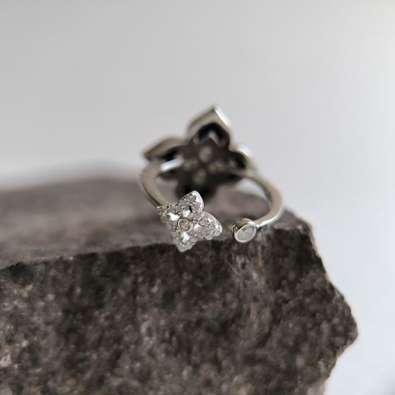 Silver ring with onyx, fianites