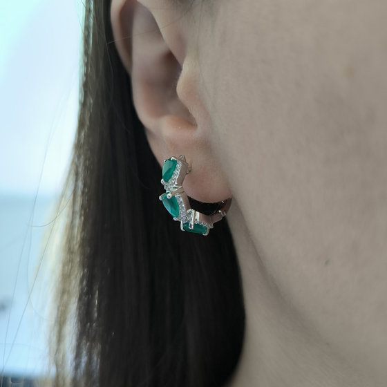 Серебряные серьги с агатом 3.001ct
