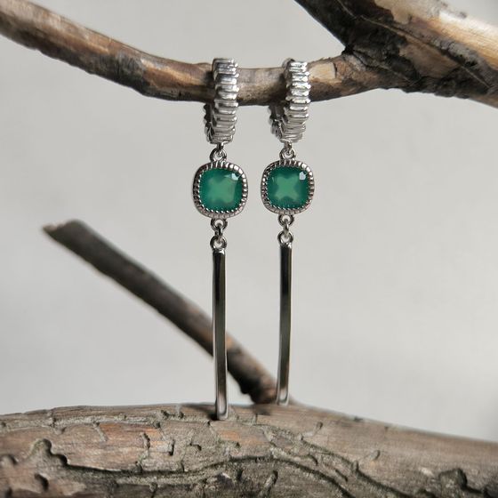 Срібні сережки з агатом 1.55ct