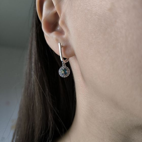 Серебряные серьги с мистик топазом 1.23ct