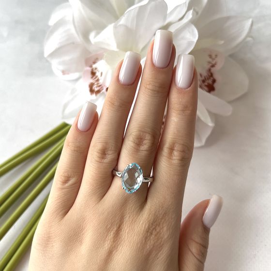 Срібна каблучка з топазом 6,08 карата