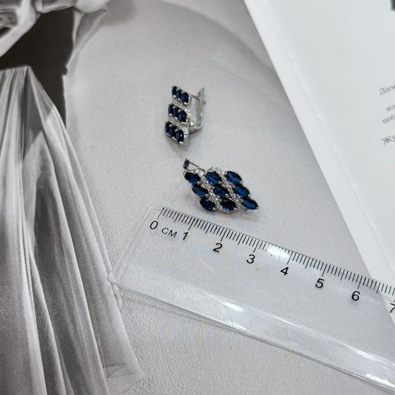 Silver earrings with sapphire nano 0.69ct