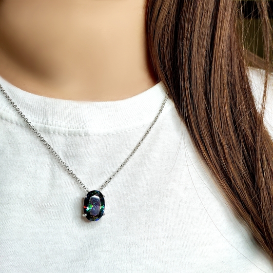 Срібне кольє з містик топазом 9.78ct